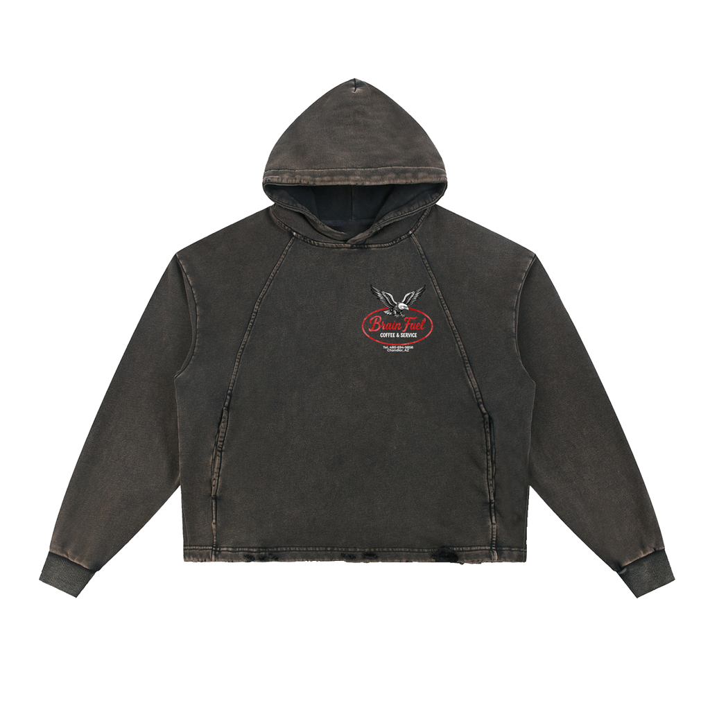 Coffee & Service Vintage Distressed Hoodie (Worn Black)