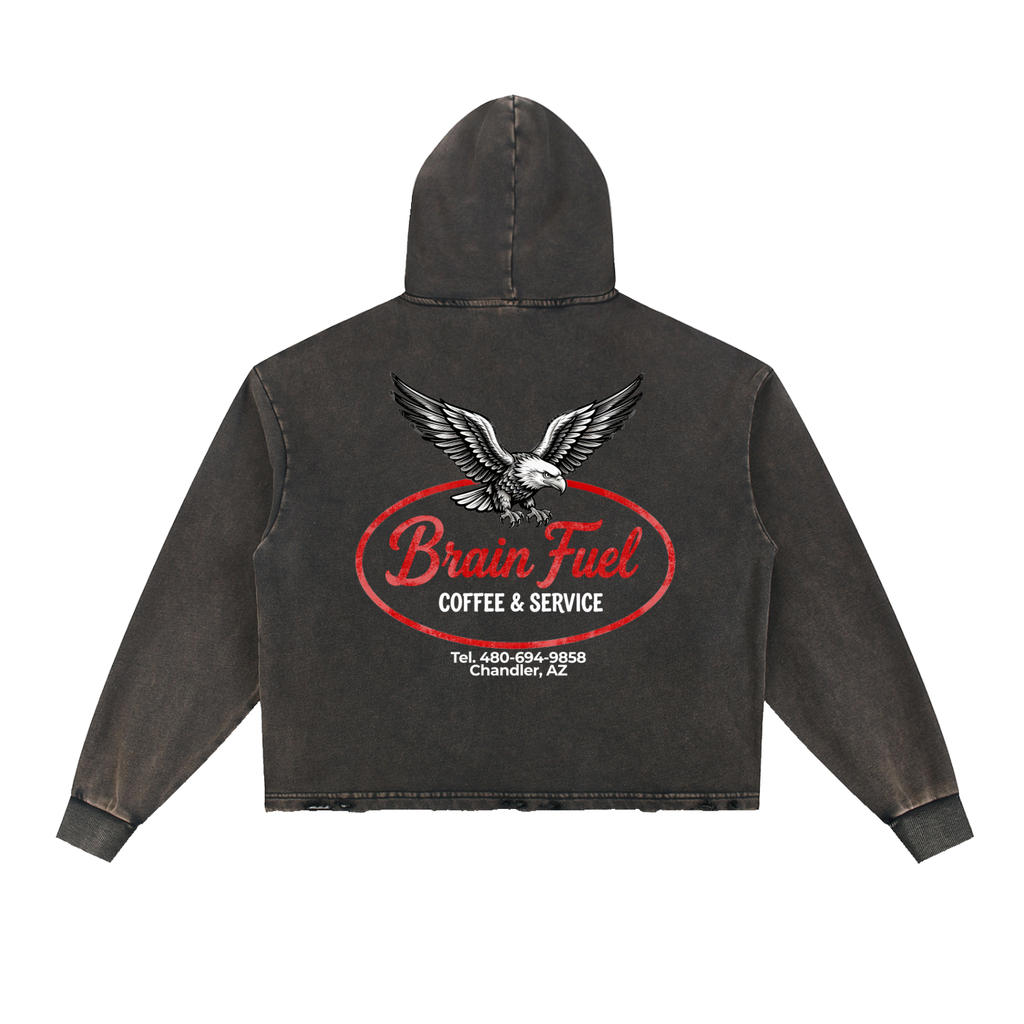 Coffee & Service Vintage Distressed Hoodie (Worn Black)