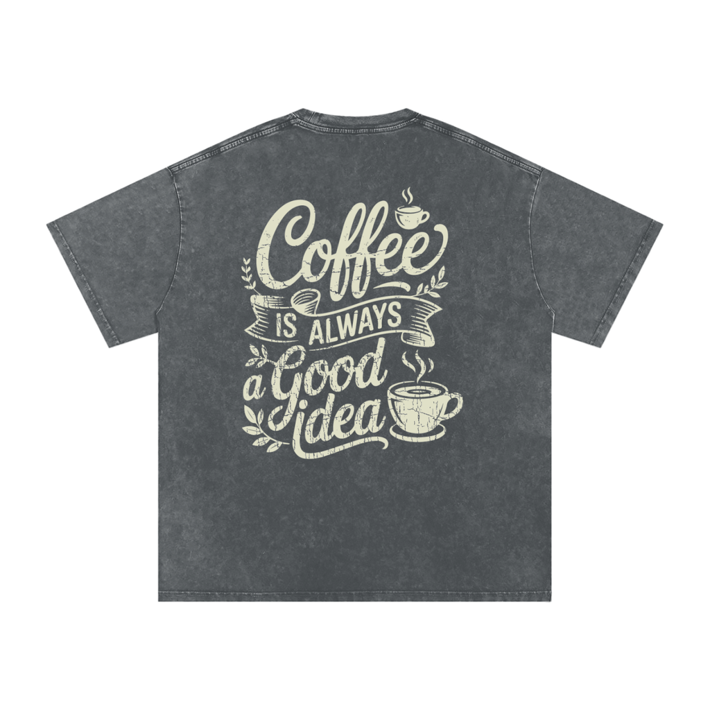 Vintage Oversized Coffee T-shirt (Color: Dark Grey)