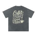 Vintage Oversized Coffee T-shirt (Color: Dark Grey)