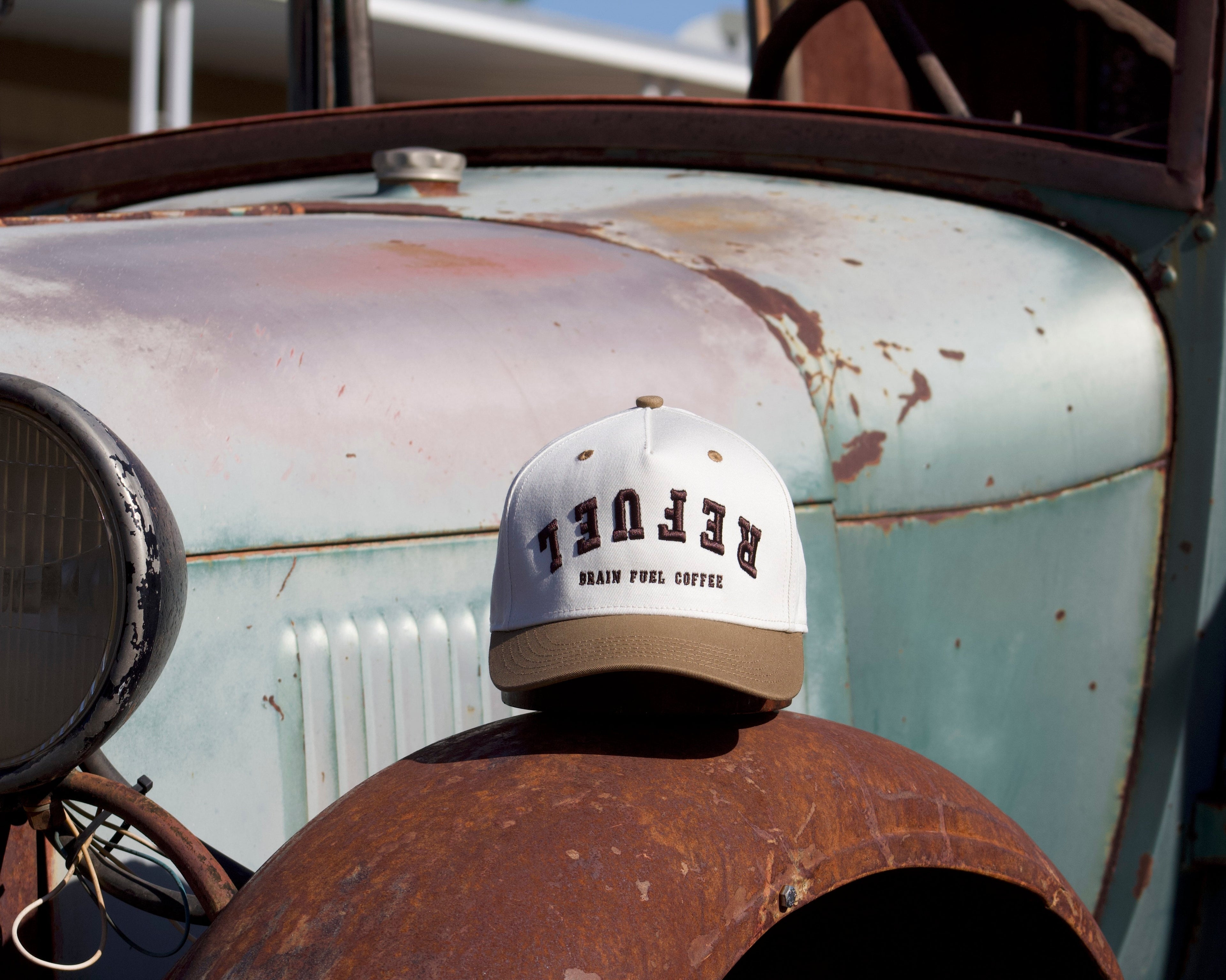 Refuel - (Light Brown with Espresso Font) Curved Brim