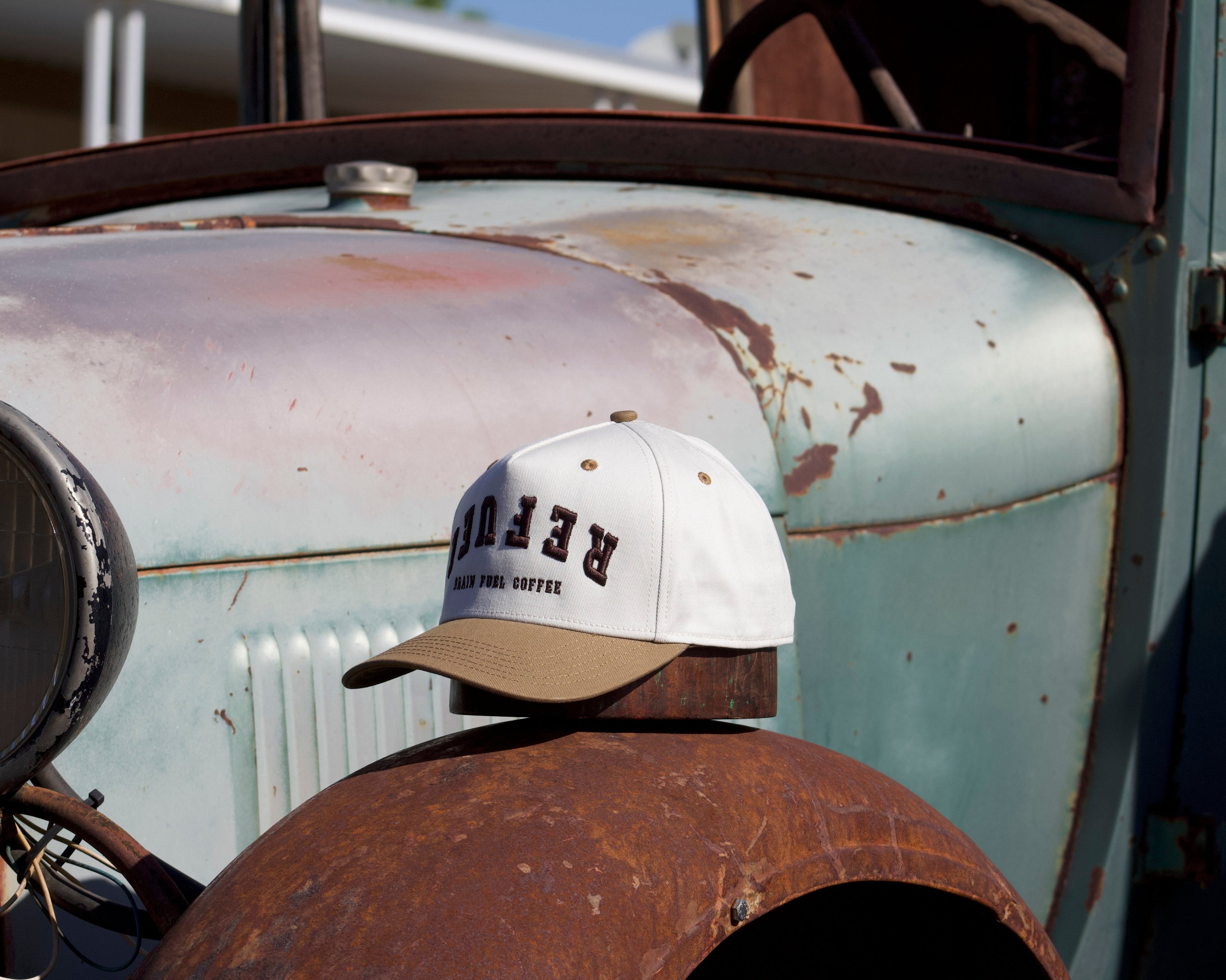 Refuel - (Light Brown with Espresso Font) Curved Brim