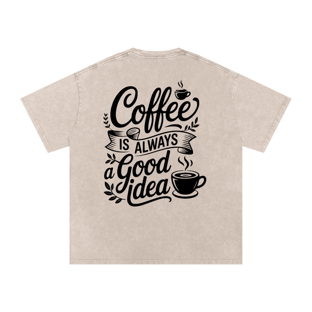 Vintage Oversized Coffee T-shirt (Color: Bone)