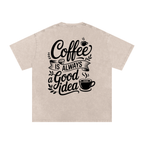 Vintage Oversized Coffee T-shirt (Color: Bone)