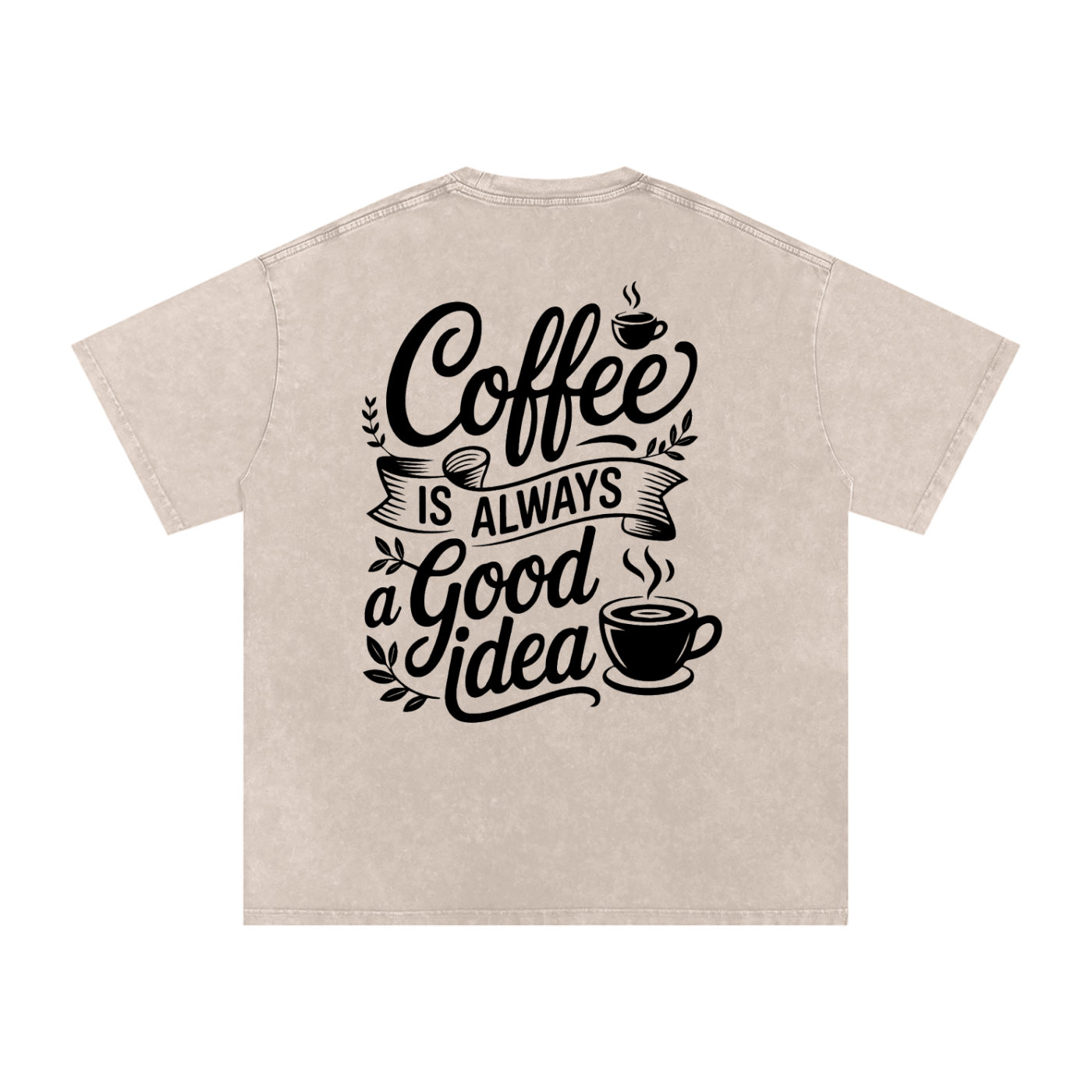 Vintage Oversized Coffee T-shirt (Color: Bone)